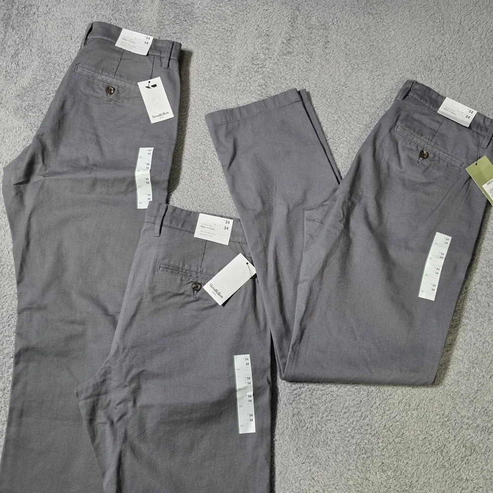 Goodfellow & Co Mens 34x34 Slim Chino Pants Gray Every Wear Stretch Cotton Twill